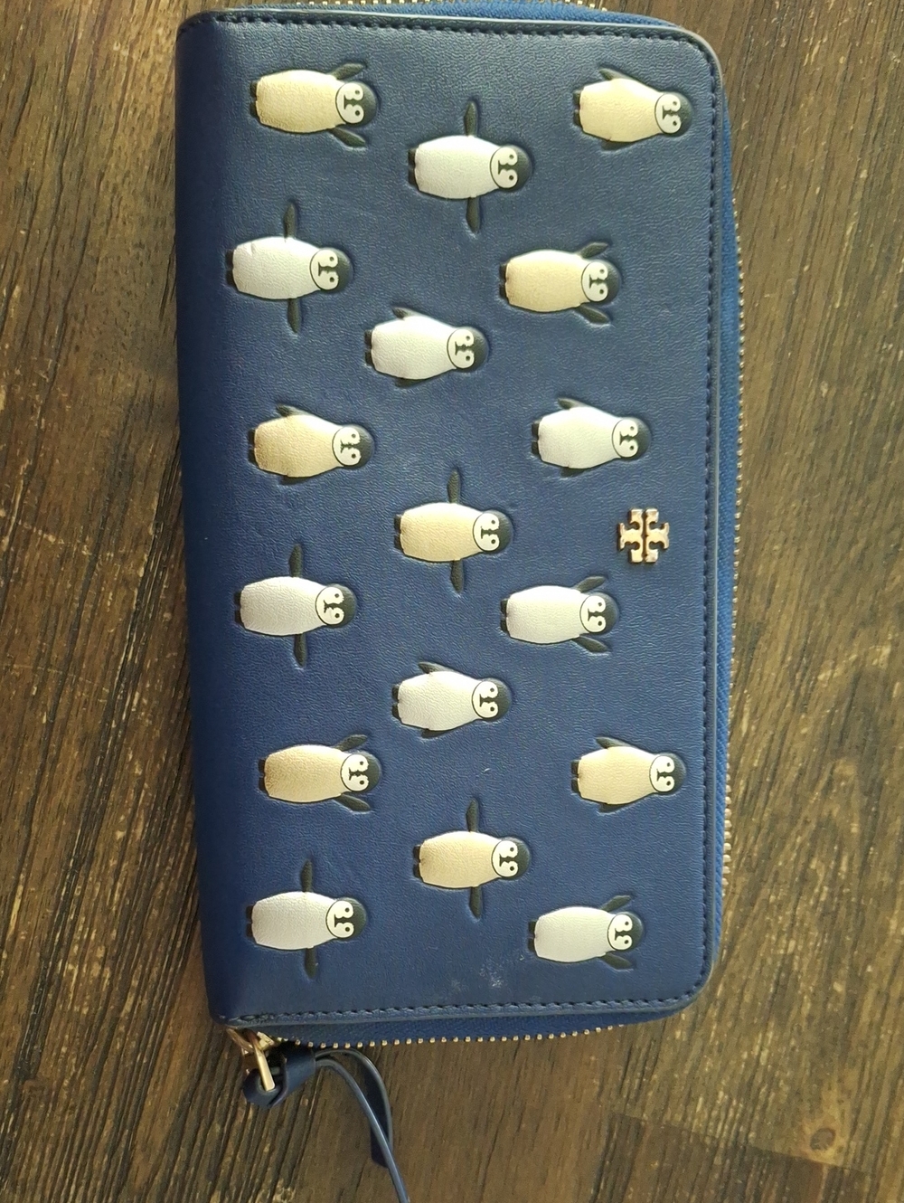 Tory Burch Blue Penguin Zip Wallet